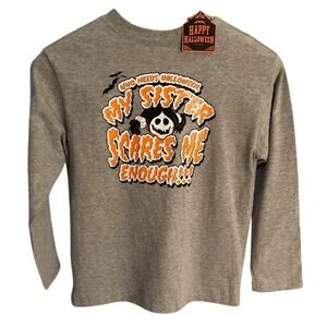NWT Boy's Halloween Tee "Who Needs Halloween. My Sister Scares Me Enough!! M(8)